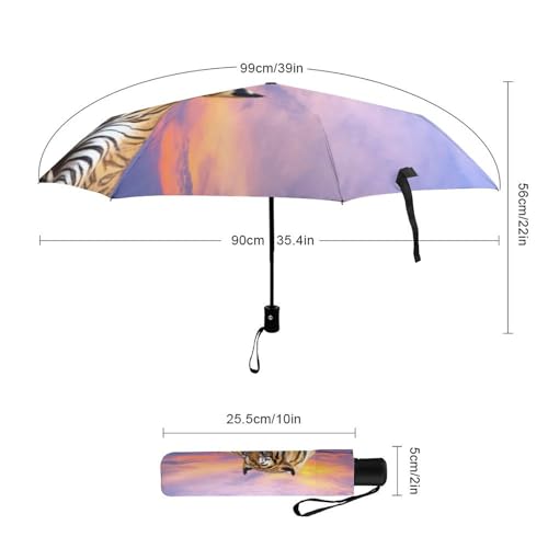 Parapluie automatique compact et robuste imprimé vagues du coucher de soleil