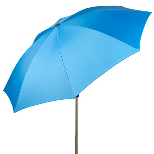 AKTIVE Großer Strandschirm, 220 cm, Blau, Stahlmast, Neigbar und höhenverstellbar, Polyestergewebe, UV50-Schutz, Große Schirme, Inkl. Tragetasche mit Tragegriff (62336)
