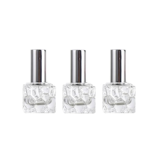 Pokinge Lot de 3 mini flacons vaporisateurs de parfum, rechargeables en forme de cube de 10 ml, flacon d'échantillon en verre, pulvérisateur de parfum pour voyage