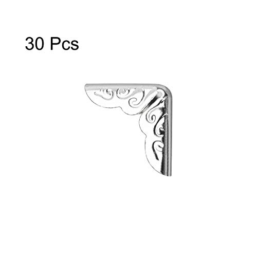 Image of uxcell Metal Book Corner Protectors Edge Cover Guard 15X15X3mm Silver Tone 30pcs