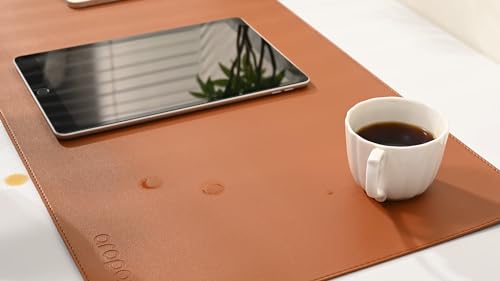 Image of AROPANA Anti-Slip Extended Mouse Pad 60x35cm | PU Vegan Leather Desk Mat | Large Computer Desk Protector Pad with Suede Base for Keyboard, Laptop, Office & Home (Brown)