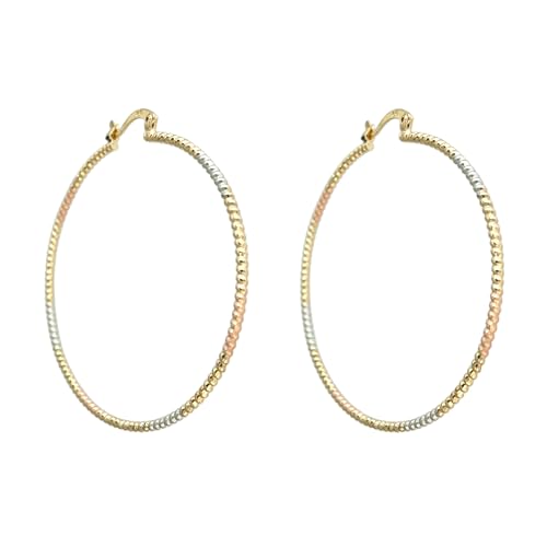 Boucles d'oreilles Atlantide créoles acier inoxydable doré et perles bleues rosées