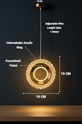 Image of FILLISKA 3 in1 Colour Changing LED Luxurious Hanging /Pendant Light (FrenchGold-MX8117)