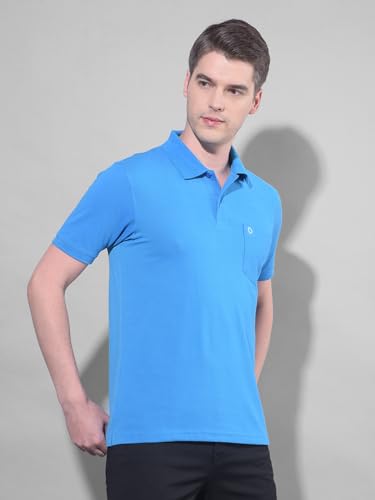 Image of Dollar Men's Pack of 1 Solid Cotton Blend Polo Neck T-Shirt