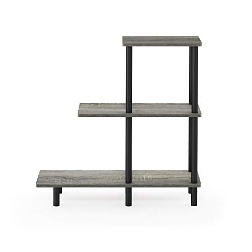 Furinno Turn-N-Tube 3-Tier Sofa Side Table Tall, French Oak Grey/Black - image 5