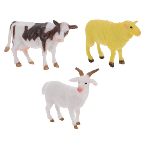 DECOMELODY 3個 動物模型点 リアルな山羊仔 牛 羊の精巧なミクロ風景装飾 素材使用のホームアクセサリー 卓上やフェアリーガーデンに