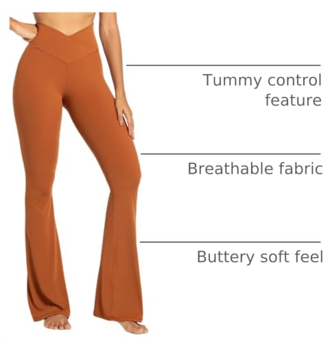 Image of Sunzel Flare Leggings, Crossover Yoga Pants with Tummy Control, High-Waisted and Wide Leg