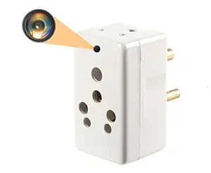 FREDI HD PLUS Spy Plug Hidden Camera 3 Pin Multi Plug Camera Inbuilt 32GB SD Card Audio and Video Recording Live Feed Camera with WiFi Motion Detection (iWFCam APP)
