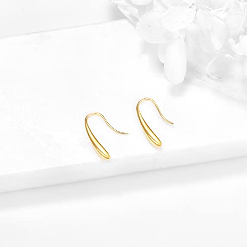 KQF 14K Solid Gold Teardrop Earrings Real Gold Minimalist Dangle Earrings Jewelry Gifts for Women2