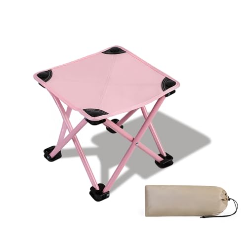 Silla Plegable Camping Portátil, Ligera y Taburete Plegable para Exteriores con Bolsa de Transporte para Pesca, Senderismo, jardinería, Playa y Viajes(Pink)