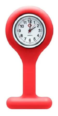 Relógio de Lapela em Silicone Para Enfermeiras (Vermelho)