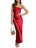 ANRABESS Women's Summer 2023 Satin Cocktail Party Maxi Dress Sexy Strapless Bodycon Corset Elegant Evening Gown Wedding Guest Fall Trending Club Maxi Dresses 941dahong-S Red