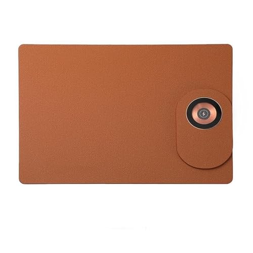 Tapis de souris charge sans fil 15W anti glisse bureau marron compact