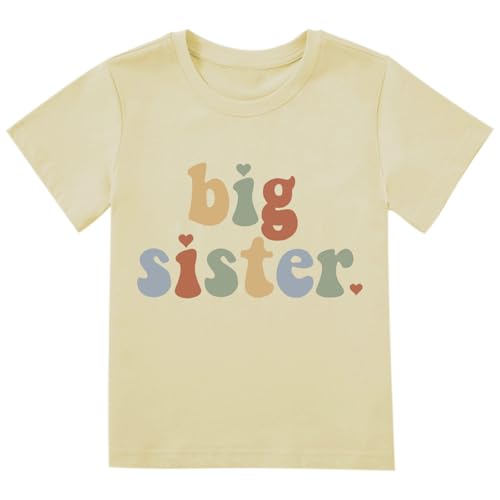 Image of Big Sister Announcement T Shirt Toddler Girls Promoted to Big Sister Tees Outfits 1-7 Years