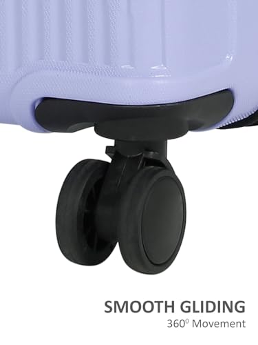 Image of Teakwood Small Size 8 Wheels Trolley Bag, Hard Cabin with Zipper Closure, Adjustable Push Button & Cross Side Strap, Number Lock System 360 Degree (Small, Lavender)