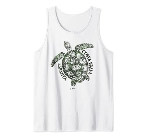 JCombs: Costa Brava, Catalonia, Spain, Sea Turtle Tank Top, White