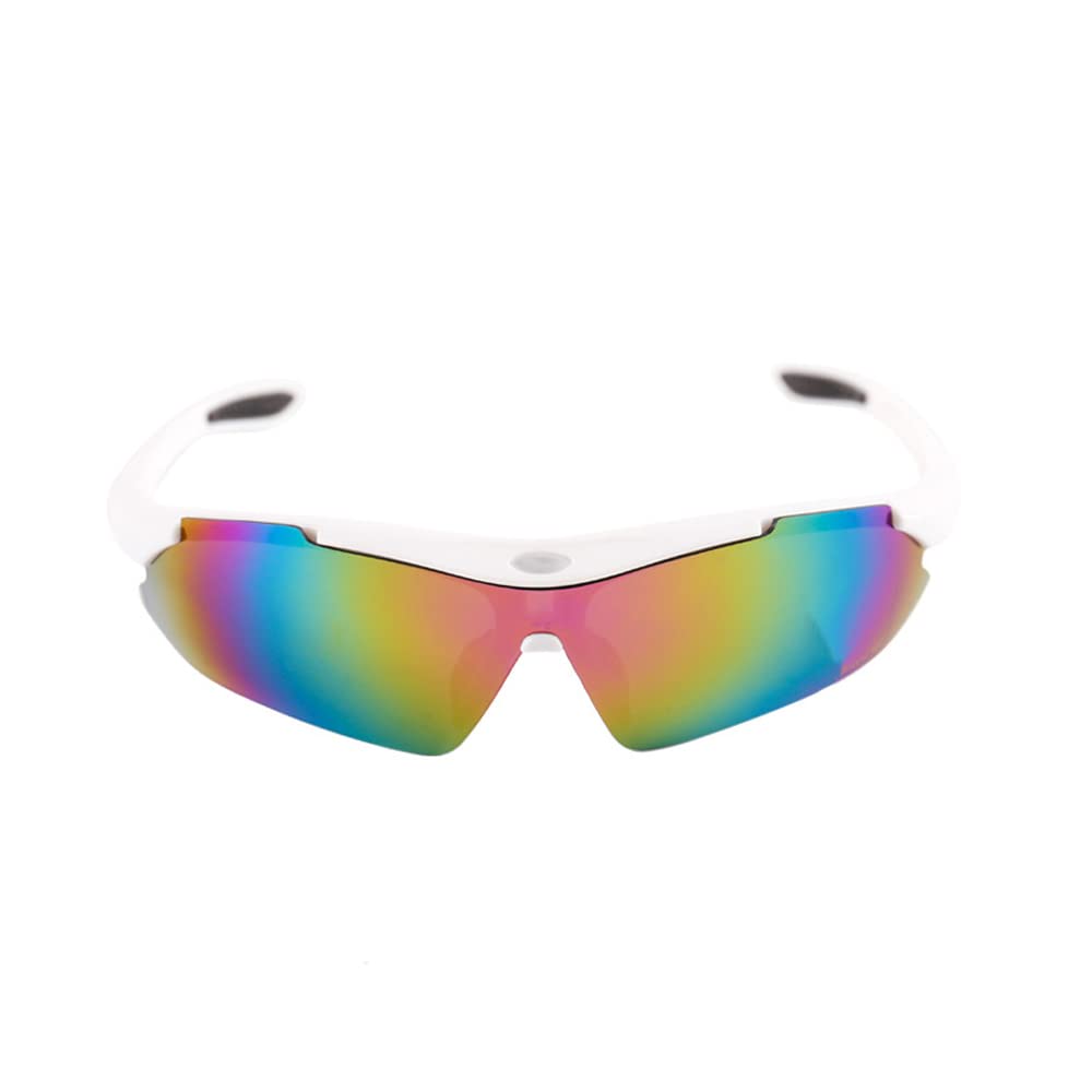 SagaSave Outdoor Sports Sunglasses, UV400 Protection Polarized Sunglasses, Men and Women Anti Glare Glasses for Cycling, Fishing, Driving, Golf (Colorful White)