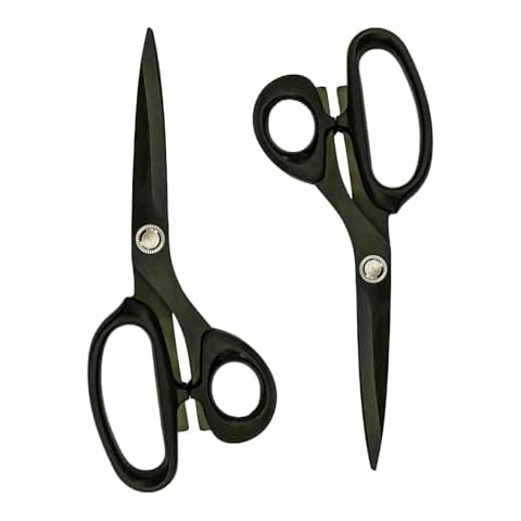 Mxeiwzx Left-Handed Scissors for Adults, 8 Inch Titanium Coating with Stainless Steel Blade, for Dressmaking, Leather Professional Sewing Fabric, Crafting and Home General Use, 2-Pack, Black Cover