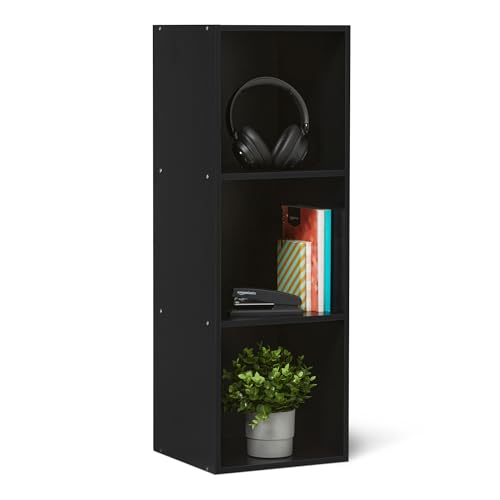 Image of Amazon Basics 3-Cube Bookcase Compatible with Fabric Storage Cube Organizers, Black