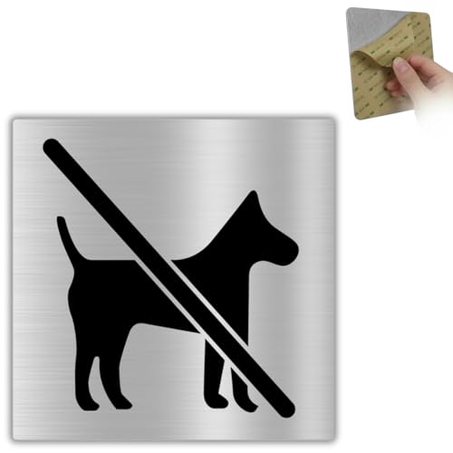 LEIASA | Panneau Interdit aux Chiens - 10x10 cm - Aluminium - Plaque Interdiction Chiens - Enseigne No Dogs - Signalétique Interdit Animaux - Épaisseur 0,8...