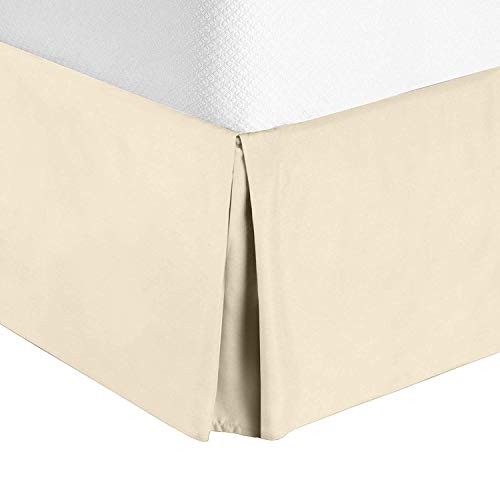 Bed Skirt Cal-King 18 Inch Drop Solid Ivory 100% Cotton Hotel Quality Tailored Drop, Wrinkle & Fade Resistant