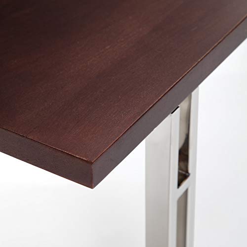 Finch Highline Stainless Steel Metal Bench Contemporary Modern Living Room Furniture Entryway Shoe Console Industrial Polished Silver Legs, Dark Walnut Brown #TOP3