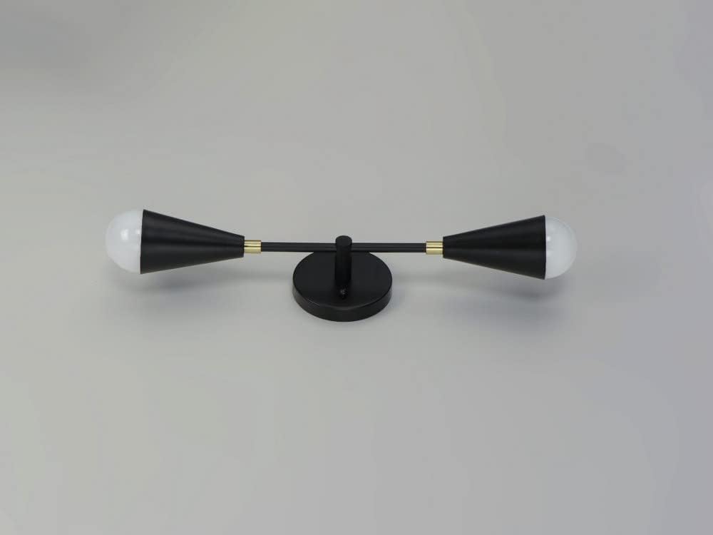 Maxim Lighting Lovell 2-Light Bath Vanity Light | Black/Satin Brass Finish | Mid-Century Bathroom Vanity Light | 11262BKSBR-BUL