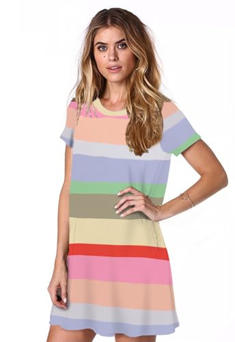 Image of Alaster Women's Casual Summer T Shirt Dress Loose Short Sleeve Tunic Dress with Pocket for Women