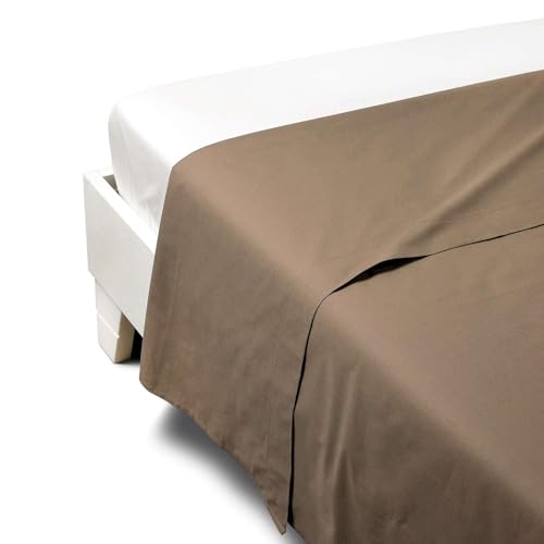 Drap plat en percale moka Caleffi pour des nuits douillettes - 3