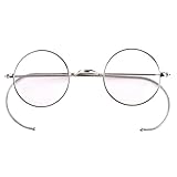 Agstum Retro Small Round Optical Rare Wire Rim Eyeglasses Frame (Silver, 39mm)