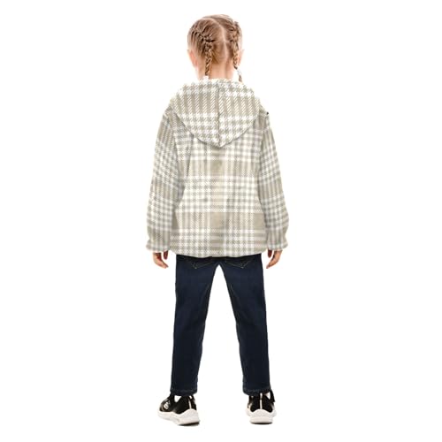 GuoChe Brown Tartan Plaid Kids Sherpa Jacket4