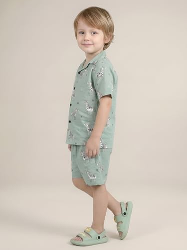 Image of POLKA TOTS 100% Cotton Half Sleeve Shirt and Shorts Combo for Boys | Co-Ord Set for Kids | Summer Wear Dress for Toddlers | Breathable & Skin-Friendly Boys Clothes | Trendy Summer Outfit & Beach Wear