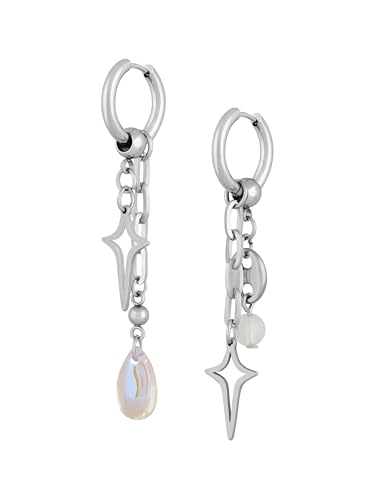 Sacina Teardrop Spike Star Hoop Earrings, Gothic Grunge Emo Punk Y2k Earrings, Goth Jewelry, Christmas Jewelry Gift for Women