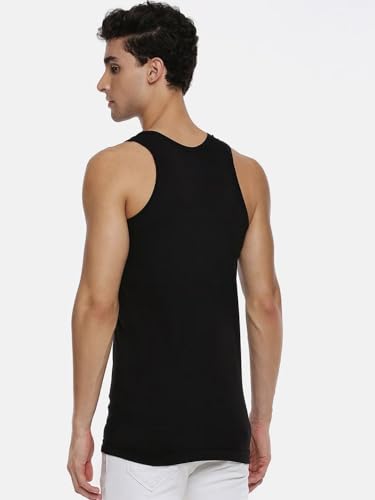 Image of RAMRAJ COTTON Men's Undershirt Vest|Inner Wear Banian|Light Cotton| Black Scoop Neck Sleeveless