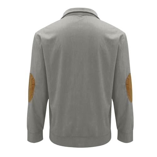 RTRDE Men's Fashion Quarter Button Sweatshirts Pullover Long Sleeve Corduroy Sweatshirt Athletic Workout Sweater3