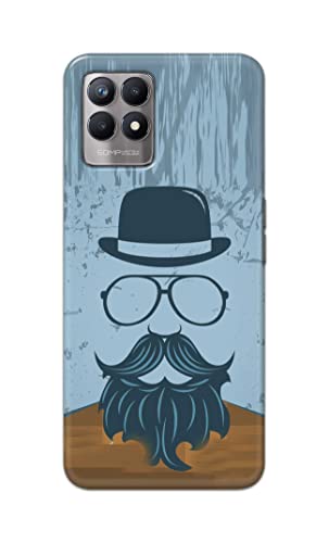 Image of PRINTFIDAA Mustache Beard and Hairstyle Hipster in Glasses Printed Designer Hard Case for Realme 8i Back Cover -(e) RPM1002