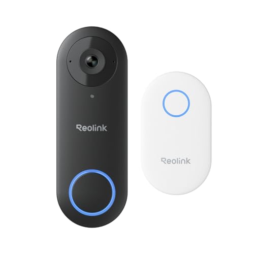 Reolink 5MP Video-Türklingel PoE mit Chime, UHD Türklingel Kabelgebundene mit Kamera, 180° Ultraweitwinkel, Zwei-Wege-Audio, Personenerkennung, Wasserdicht, Alarme, Kompatibel NVR, Video Doorbell PoE