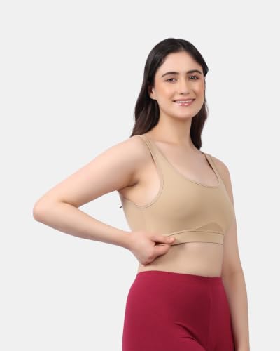 Image of Lavos Bamboo Cotton Comfort Sleeping Bra for Women, Slip On Bras to Wear at Home, Non-Padded & Non-Wired Sports Bras, Full /High Coverage, Soft Comfortable & Breathable Broad Strap Bra (Pack of 2)