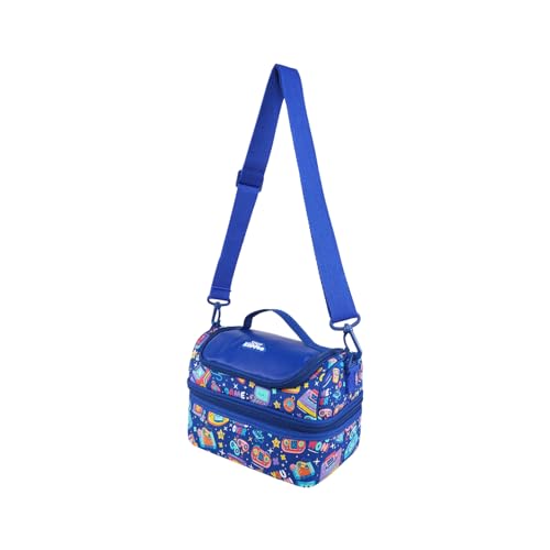 Smily Kiddos Double Decker Lunch Bag V3 for Kids – Gamer Theme in Blue Color | Stylish School Lunch Box Bag with 2 Spacious Compartments | Durable & Lightweight | Dimensions: 25 x 15 x 13 cm - Image 4
