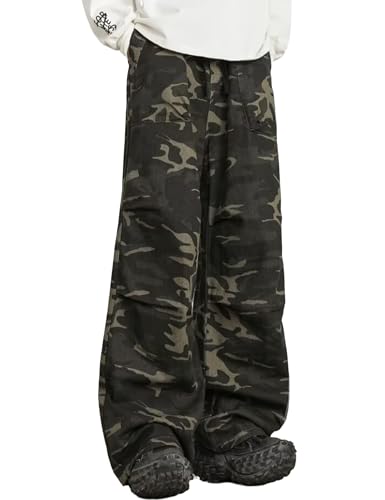 Y2k Camo Pants for Men Baggy Jeans Aesthetic Sweatpants Camouflage Pants Wide Leg Streetwear Pants