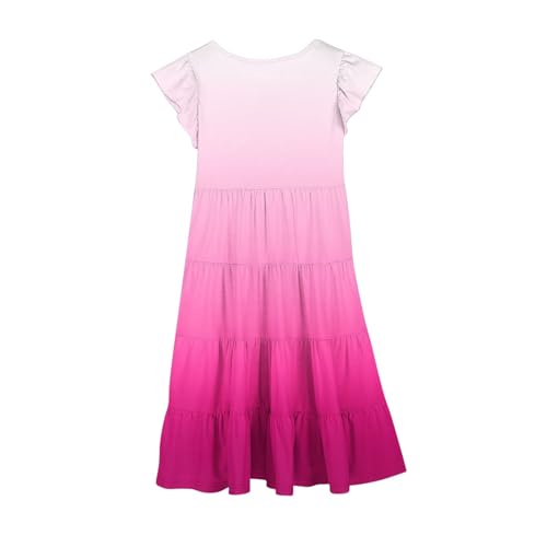 Uillui Girls 2025 Summer Boho Dress Tween Ruffles Tiered Dresses Flowy Sundress Casual Gradient Midi Dress Size 6-14 Years3