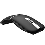Rechargeable 2.4G Bluetooth Wireless Mouse, Wireless Computer Mouse with USB Receiver Cool Wireless Mouse Foldable Slim and Silent for Laptop,Computer,PC,MacBook (Black)