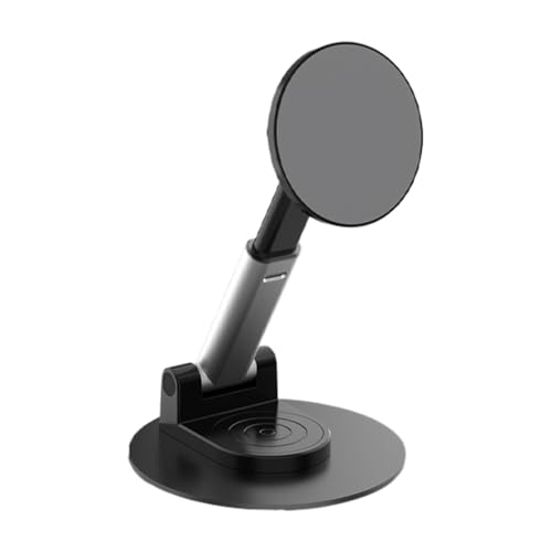 Desktop Phone Holder 360 Rotating Stand Magnetic Metal Base Cradle Adjustable Tablet Mount per Cell E-Reader Desk Home Streaming Video Calls Charging Viewing