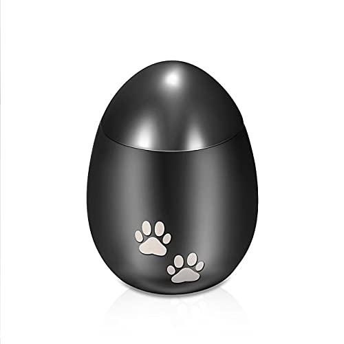 Urne de crémation en acier inoxydable noir gravé et design œuf premium