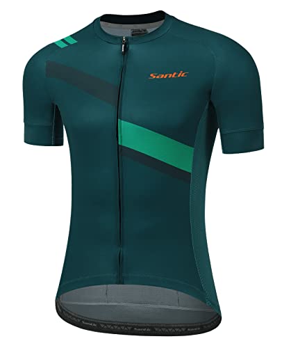 Santic Herren Radtrikot Kurzarm Pro Rennrad Fahrrad Shirt Full Zip MTB Kleidung Trek Tops