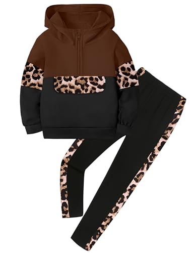 Toddler Girl Clothes Camo 2 Piece Little Girls Clothes Half Zip Up Hoodies Color Block Outfits Sweatshirt Pant Sets