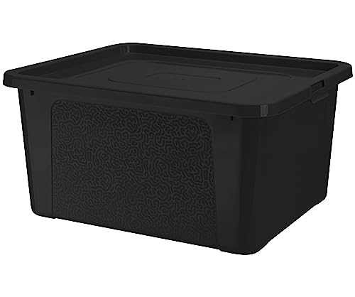 EDANTI Aufbewahrungsbox Mit Deckel Kunststoffbehälter Container (20 L, Schwarz)