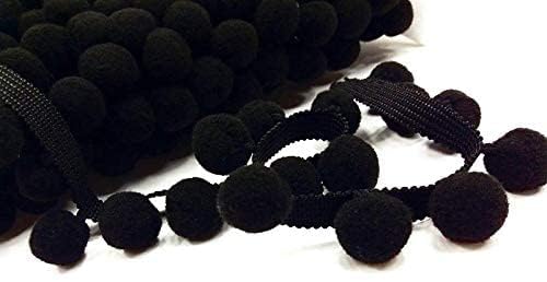 XL 2cm Pom Pom Bobble Trim Fringe Pompom Trimming Cushions Curtains Home Decor Lampshade Sewing Craft Projects - Black - 5 Metres