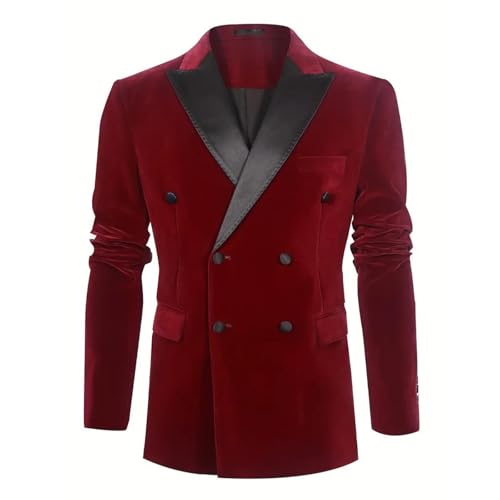 Mens Velvet Blazer Long Sleeve Slim Fit Suit Jacket Peaked Lapel Double Breasted Tuxedo Blazers Wedding Prom Dinner4