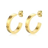Ladies' Love Friendship Earrings Ring Earrings Stainless Steel Durable Low Allergy Friendship Jewelry Birthday Graduation Wedding Ladies Christmas Gift（Cross Gold)